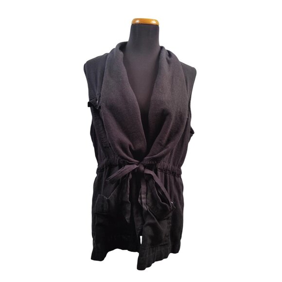 Baccini Women's Black Linen Blend Vest Jacket Size XL - Picture 1 of 5